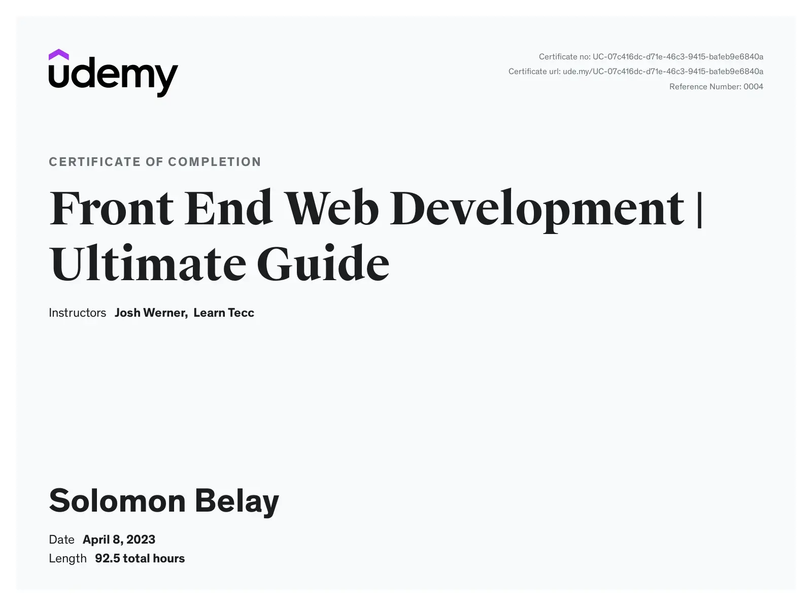 Frontend Certificate